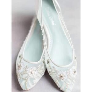NEW Bella Belle Adora 8.5 Bridal Shoes Ivory Silk Embellished Dress